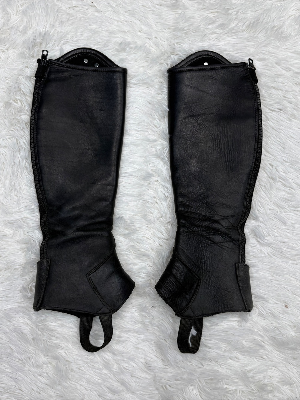 Black Parlanti Leather English Horseback Riding Half Chaps. Good Condition. - Picture 6 of 9